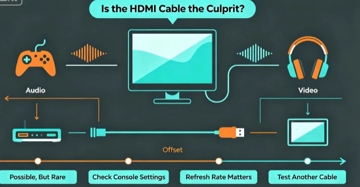 Can a gaming HDMI cable cause audio - video sync issues in games?