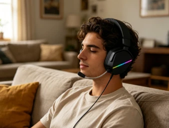 headset in larger room headset in larger room